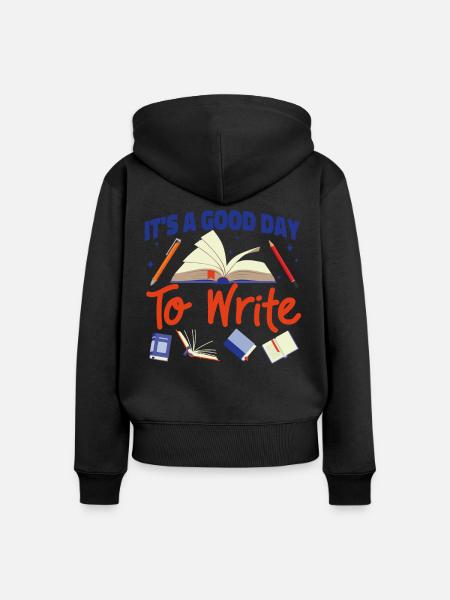 Writing Book Novel Writer & - Frauen Premium Bio Zip Hoodie - Schwarz