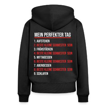 Schwestern Geschwister Schwester - Frauen Premium Bio Zip Hoodie - Schwarz - Hinten - Julia (174cm)