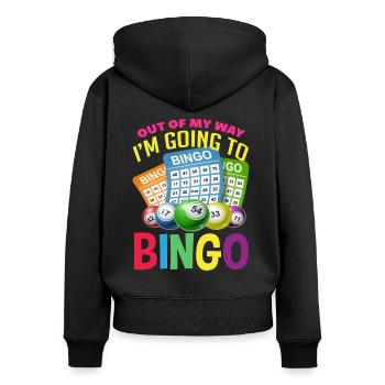 Bingo - Frauen Premium Bio Zip Hoodie - Schwarz - Hinten - Julia (174cm)