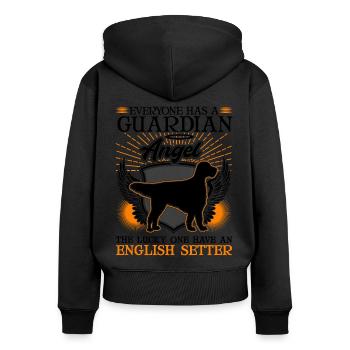 Setter anglais Guardian Angel Englischer Setter - Sweat à capuche zippé Premium bio Femme - noir - Dos - Julia (174cm)
