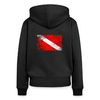 Taucher Flagge Unterwasser Tauchen Geschenk - Frauen Premium Bio Zip Hoodie - Schwarz - Hinten - Julia (174cm)