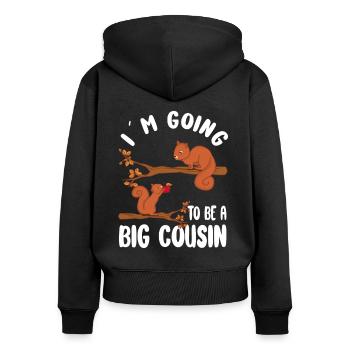 Große Cousine Eichhörnchen Ich werde Cousine - Frauen Premium Bio Zip Hoodie - Schwarz - Hinten - Julia (174cm)