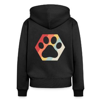Haustier Pfote Hund Katze - Frauen Premium Bio Zip Hoodie - Schwarz - Hinten - Julia (174cm)