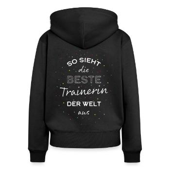 Personal Trainerin Fitnesstrainerin - Frauen Premium Bio Zip Hoodie - Schwarz - Hinten - Julia (174cm)