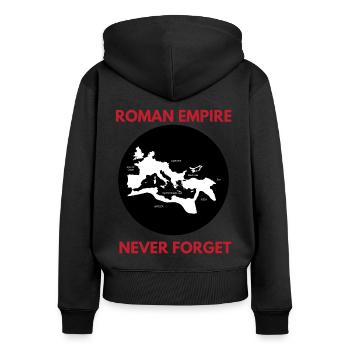 Empire romain - Sweat à capuche zippé Premium bio Femme - noir - Dos - Julia (174cm)