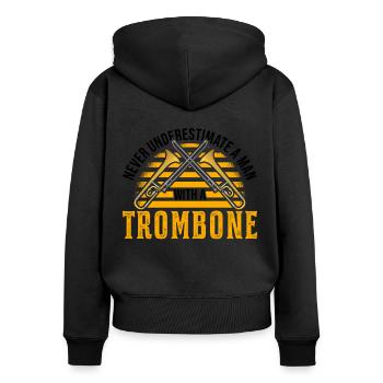 Posaune Mann Posaunenspieler Posaunist - Frauen Premium Bio Zip Hoodie - Schwarz - Hinten - Julia (174cm)