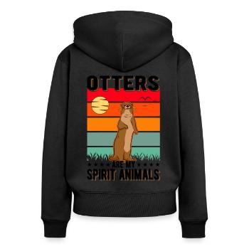 Les loutres sont mes animaux spirituels Loutre de mer - Sweat à capuche zippé Premium bio Femme - noir - Dos - Julia (174cm)