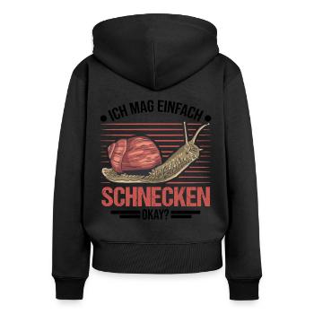 Ich mag einfach Schnecken okay? Schnecke - Frauen Premium Bio Zip Hoodie - Schwarz - Hinten - Julia (174cm)
