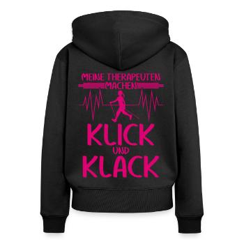 Nordic Walking - Frauen Premium Bio Zip Hoodie - Schwarz - Hinten - Julia (174cm)