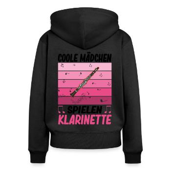 Klarinette Klarinettist - Frauen Premium Bio Zip Hoodie - Schwarz - Hinten - Julia (174cm)