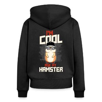 Hamster Je suis cool Demandez à mon hamster - Sweat à capuche zippé Premium bio Femme - noir - Dos - Julia (174cm)