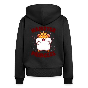 Hamster Hamster Princess - Women's Premium Organic Zip Hoodie - black - Back - Julia (174cm)