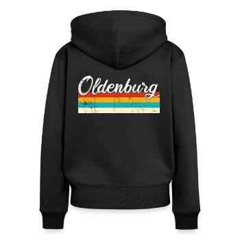 Oldenburg Retro Vintage - Frauen Premium Bio Zip Hoodie - Schwarz - Hinten - Julia (174cm)