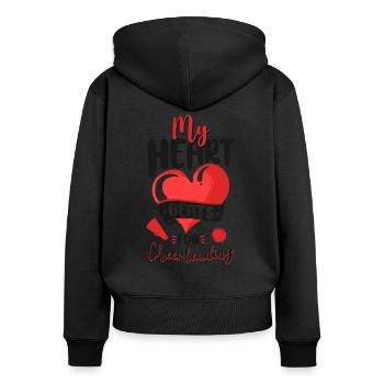 Cheer Cheerleading Heart My Heart - Frauen Premium Bio Zip Hoodie - Schwarz - Hinten - Julia (174cm)