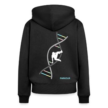 Parkour Freerunning Backflip Freestyle Acrobaties - Sweat à capuche zippé Premium bio Femme - noir - Dos - Julia (174cm)
