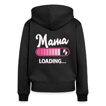 Expectant Mom Loading Pregnancy Mother - Women's Premium Organic Zip Hoodie - black - Back - Julia (174cm)