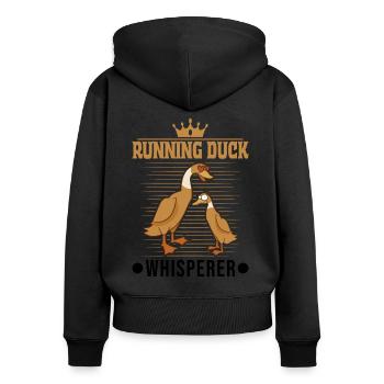Running Duck Whisperer Laufente - Women's Premium Organic Zip Hoodie - black - Back - Julia (174cm)