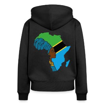 Tanzanie Drapeau tanzanien Afrique Souvenir ethnique - Sweat à capuche zippé Premium bio Femme - noir - Dos - Julia (174cm)