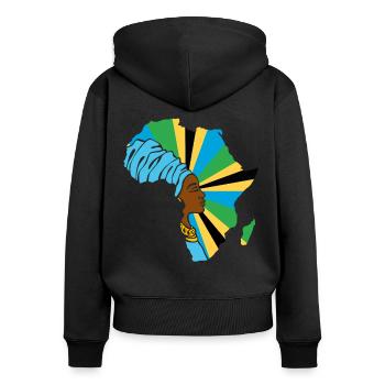 Tanzanie Drapeau tanzanien Afrique Souvenir ethnique - Sweat à capuche zippé Premium bio Femme - noir - Dos - Julia (174cm)