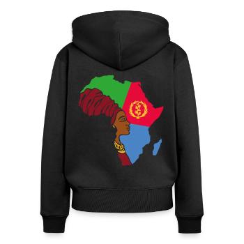 Eritrea Eritrean Flag Asmara Black Heritage - Women's Premium Organic Zip Hoodie - black - Back - Julia (174cm)