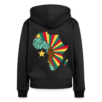 Cameroon Kamerun Flagge Afrika Ethnic Heritage - Frauen Premium Bio Zip Hoodie - Schwarz - Hinten - Julia (174cm)