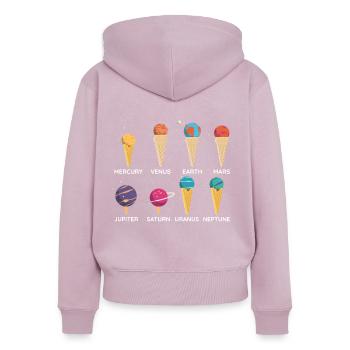 Crème glacée du système solaire - Sweat à capuche zippé Premium bio Femme - rose poudré - Dos - Julia (174cm)