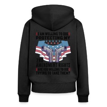 Gun Rights Gun Lover 2. Änderung Waffenbesitzer - Frauen Premium Bio Zip Hoodie - Schwarz - Hinten - Julia (174cm)