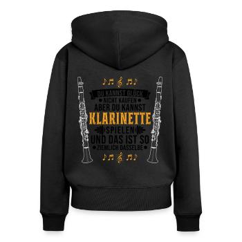 Klarinette Glück Klarinettist - Frauen Premium Bio Zip Hoodie - Schwarz - Hinten - Julia (174cm)