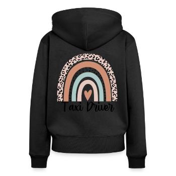 Taxifahrer Rainbow Leopard Funny Taxi Driver Geschenk - Frauen Premium Bio Zip Hoodie - Schwarz - Hinten - Julia (174cm)