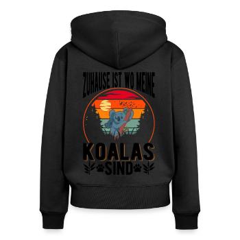 Zuhause ist wo meine Koalas sind - Frauen Premium Bio Zip Hoodie - Schwarz - Hinten - Julia (174cm)
