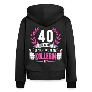 40 Jahre Dienst Kollege Dienstjubiläum Kollegin - Frauen Premium Bio Zip Hoodie - Schwarz - Hinten - Julia (174cm)