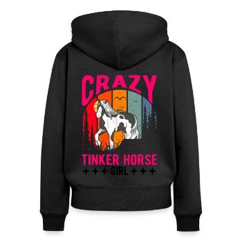 Crazy Tinker Horse Girl Irish Tinker - Frauen Premium Bio Zip Hoodie - Schwarz - Hinten - Julia (174cm)