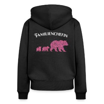 Mamabär Mama Mutter Muttertag Geschenk - Frauen Premium Bio Zip Hoodie - Schwarz - Hinten - Julia (174cm)