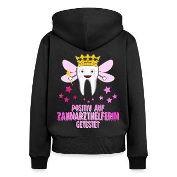 Zahnarzthelferin Zahnarzt Zähne Zahn ZFA - Frauen Premium Bio Zip Hoodie - Schwarz - Hinten - Julia (174cm)