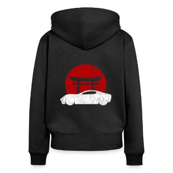 Sportwagen Automobile Besitzer Luxuskarosse - Frauen Premium Bio Zip Hoodie - Schwarz - Hinten - Julia (174cm)