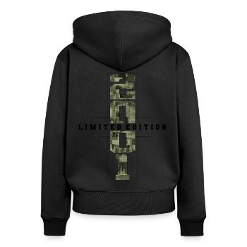 Camouflage 2001 Geboren Geburtsjahr 2001 Männer - Frauen Premium Bio Zip Hoodie - Schwarz - Hinten - Julia (174cm)