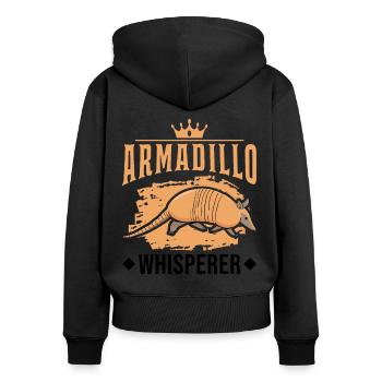 Armadillo Whisperer Gürteltier - Frauen Premium Bio Zip Hoodie - Schwarz - Hinten - Julia (174cm)