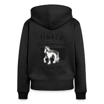 Irish Tinker Pferd Spruch - Frauen Premium Bio Zip Hoodie - Schwarz - Hinten - Julia (174cm)