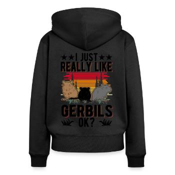 J’aime vraiment gerbilles, d’accord? Gerbille - Sweat à capuche zippé Premium bio Femme - noir - Dos - Julia (174cm)