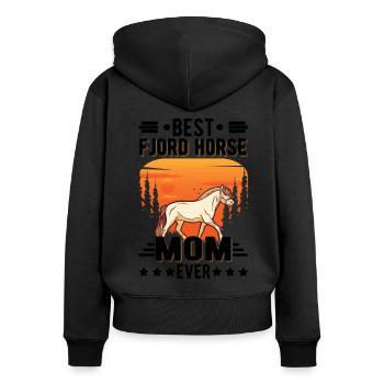 Best Fjord Horse Mom Ever Fjordpferd - Frauen Premium Bio Zip Hoodie - Schwarz - Hinten - Julia (174cm)