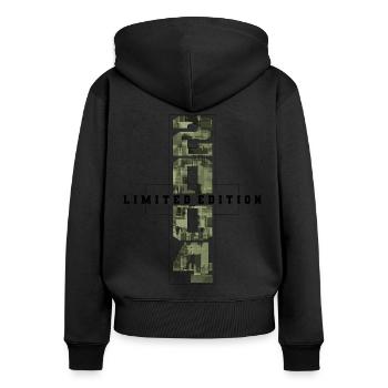 Camouflage 2004 Geboren Geburtsjahr 2004 Männer - Frauen Premium Bio Zip Hoodie - Schwarz - Hinten - Julia (174cm)