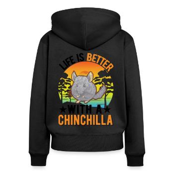 Life is better with an Chinchilla - Frauen Premium Bio Zip Hoodie - Schwarz - Hinten - Julia (174cm)