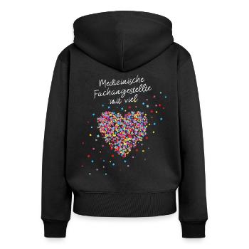 Medizinische Fachangestellte mit Herz - Frauen Premium Bio Zip Hoodie - Schwarz - Hinten - Julia (174cm)