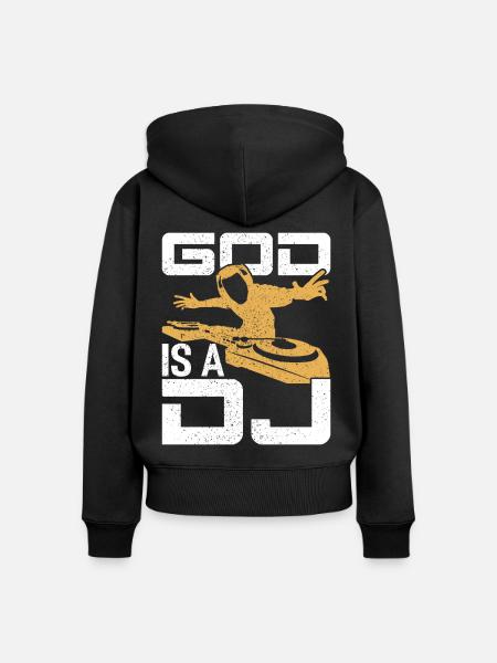 DJ - Frauen Premium Bio Zip Hoodie - Schwarz