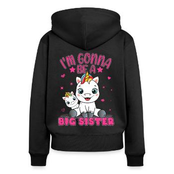 Sister Unicorn I'm Gonna Be A Big Sister - Women's Premium Organic Zip Hoodie - black - Back - Julia (174cm)