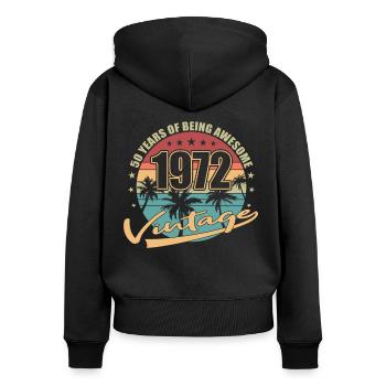 50. Geburtstag Jahrgang 1972 50 Jahre - Frauen Premium Bio Zip Hoodie - Schwarz - Hinten - Julia (174cm)