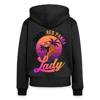 Crazy Red Panda lady Roter Panda - Frauen Premium Bio Zip Hoodie - Schwarz - Hinten - Julia (174cm)