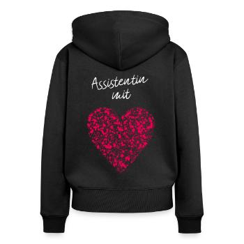 Assistentin mit Herz Zahnarztpraxis - Frauen Premium Bio Zip Hoodie - Schwarz - Hinten - Julia (174cm)