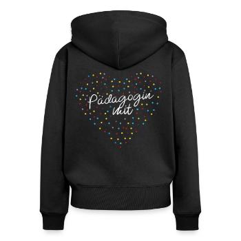 Pädagogin Mit Herz Kindertagesstätte - Frauen Premium Bio Zip Hoodie - Schwarz - Hinten - Julia (174cm)