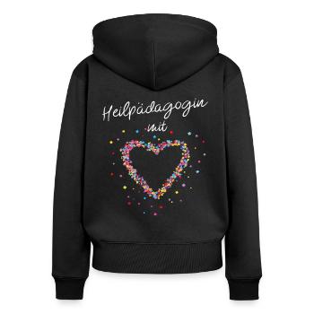 Heilpädagogin Mit Herz Sonderschule - Frauen Premium Bio Zip Hoodie - Schwarz - Hinten - Julia (174cm)